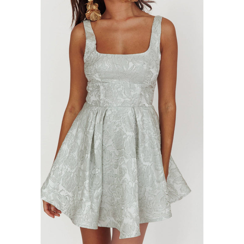 A-Line Textured Sage Mini Dress