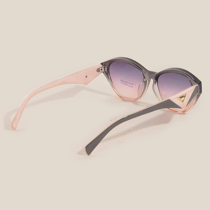 Triangle Accent Oval Gradient Lens Sunglasses