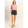 Pink Sleeveless V-Neck Hidden Button Vest
