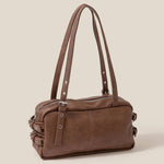 Brown Belt Strap Rectangular Hand Bag