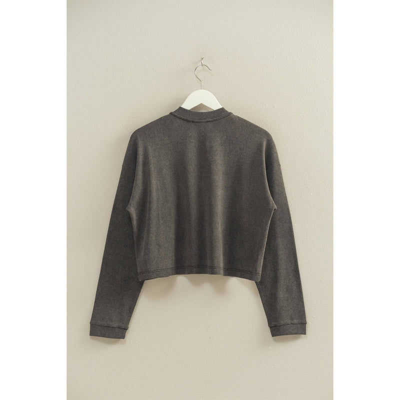 Mineral Washed Charcoal Henley Top