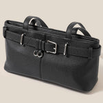 Black Rectangle Belt Strap Faux Leather Shoulder Bag