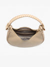 Taupe Aria Whipstitch Crescent Shoulder Bag