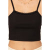 Lace Detail Ribbed Cami Black Top