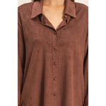Chestnut Suede Button-Up Shirt
