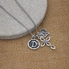 Vintage Silver Initial & Heart Charm Necklace