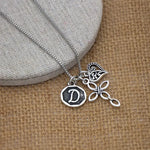 Vintage Silver Initial & Heart Charm Necklace