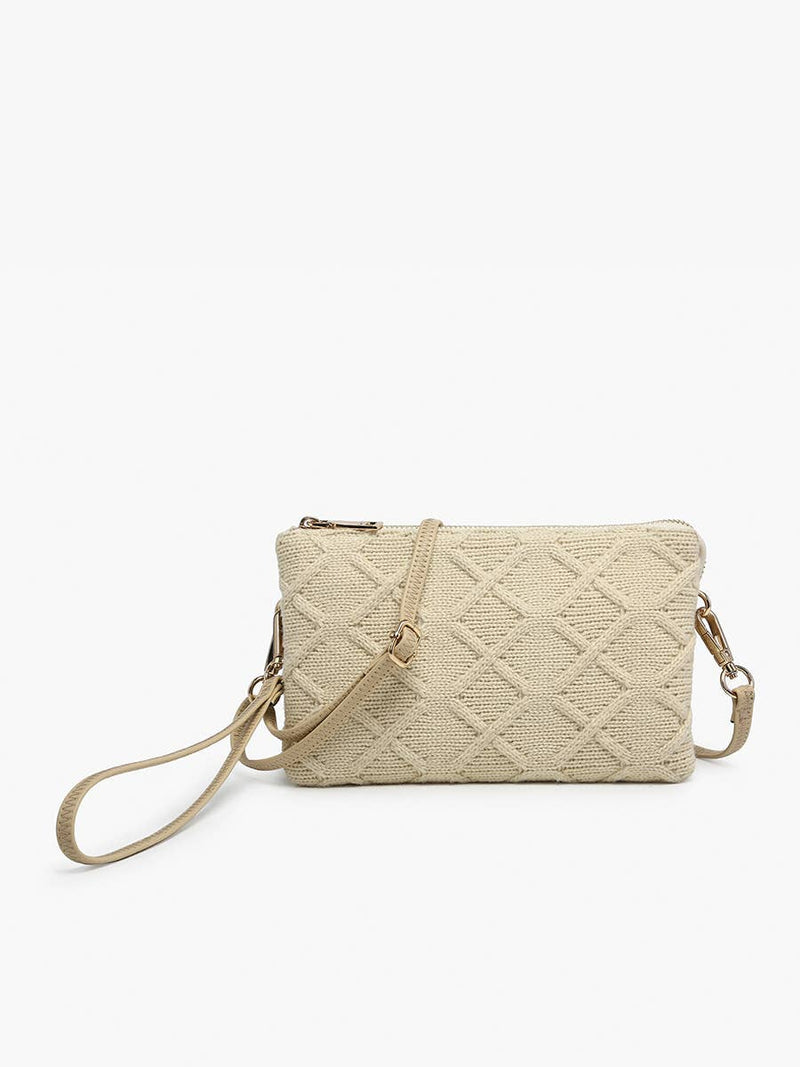 Riley Beige Sweater 3 Compartment Crossbody/Wristlet