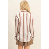 Striped Brown Cream Button-Down Shirt