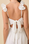 White Maxi Ruffle Sleeve Dress w/ Back Tie