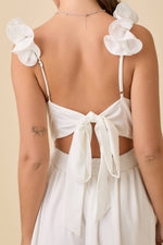 White Maxi Ruffle Sleeve Dress w/ Back Tie
