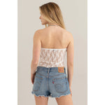 White Floral Lace Tube Top