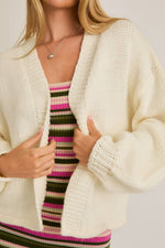 Cream Boxy Open Cardigan