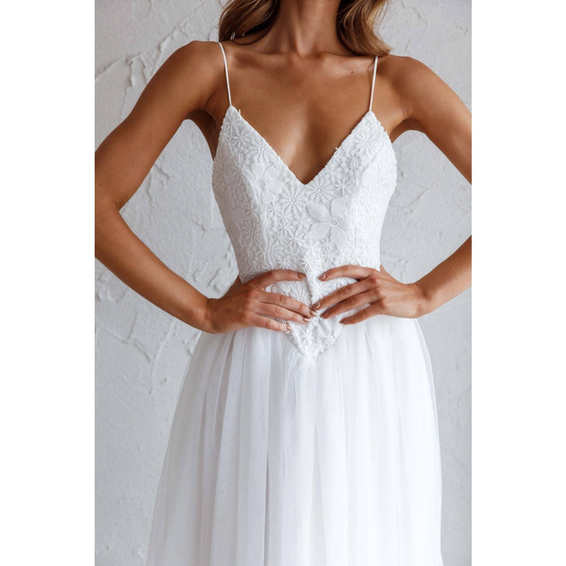 In My Dreams White Chiffon Midi Dress