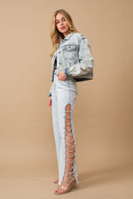 Cut Out At Side w/ Jeweled Jeans
