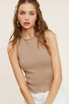 Biscuit Stretchy Ribbed Sleeveless Top