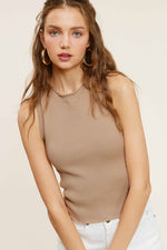 Biscuit Stretchy Ribbed Sleeveless Top