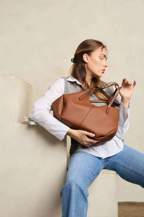 Celeste Brown Distressed Hobo Bag