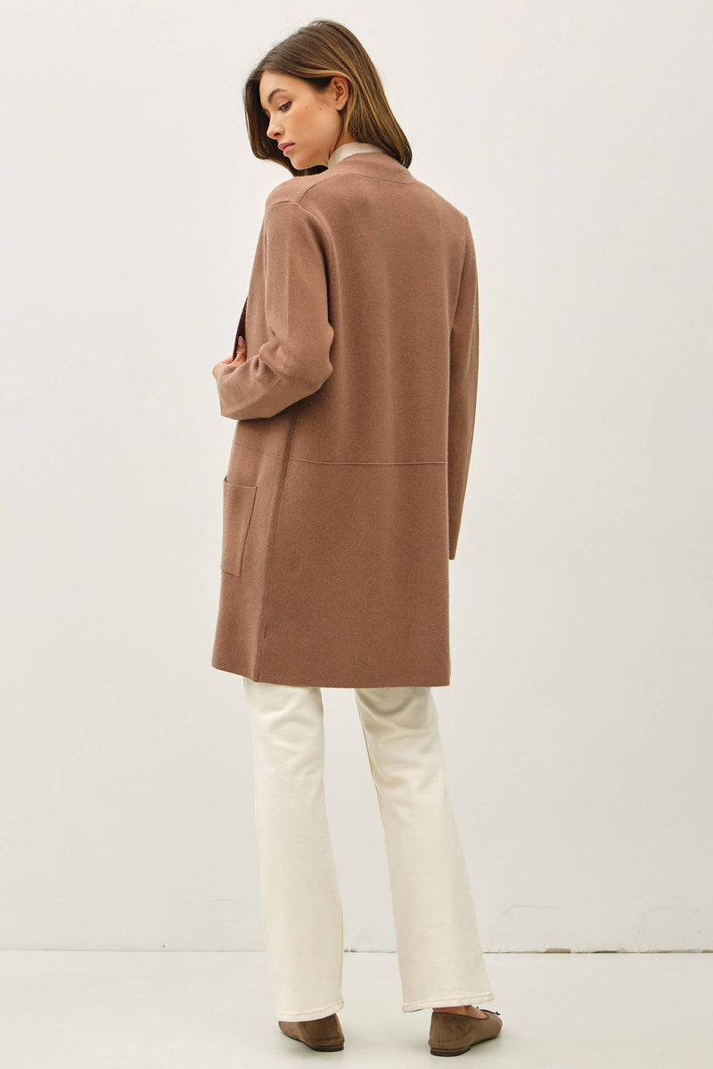 Open Front Cocoa Knit Sweater Coat