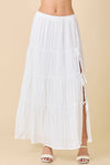 Low Waist White Midi Skirt w/ Slit & Ties