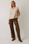 Oatmeal V-Neck Oversized Vest Sweater