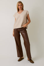 Oatmeal V-Neck Oversized Vest Sweater