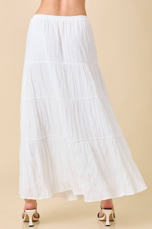 Low Waist White Midi Skirt w/ Slit & Ties