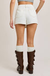 White Pleated Denim Mini Skort