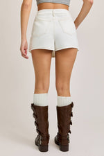 White Pleated Denim Mini Skort