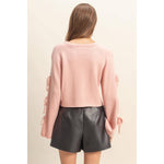 Light Pink Bow Tied Detail Sweater