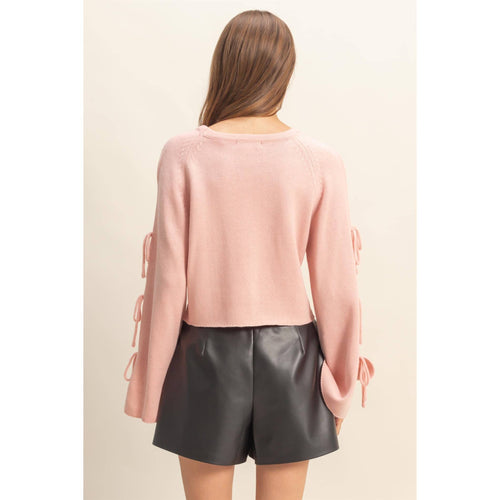Light Pink Bow Tied Detail Sweater