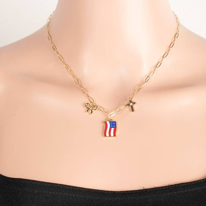 USA Flag Charm Necklace