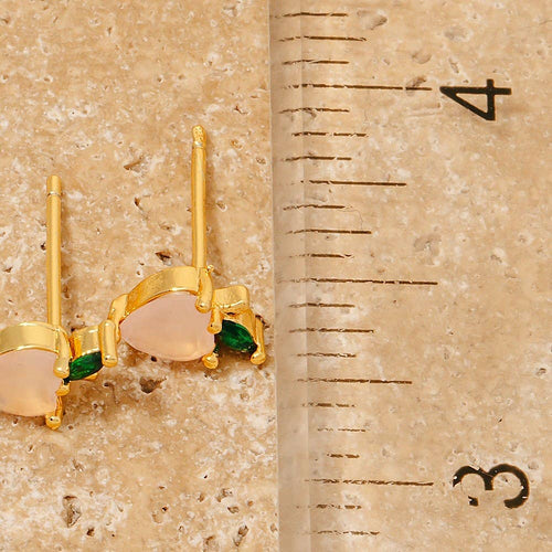 Faceted Peach Gem Stud Earrings