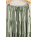 Sage Green High Waist Tiered Maxi Skirt