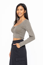 Sweetheart Ivy Green Ribbed Crop Top