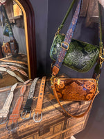 Brown Western Accent Embossed Baguette Bag