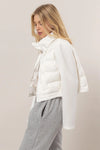 Zoe White Puffer Crop Jacket