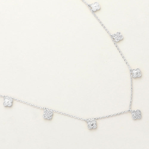 Quatrefoil Charm Station Brass Necklace | Gold or Silver