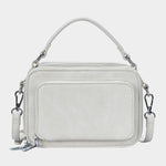 Greige Faux Leather Rectangle Tote / Crossbody Bag