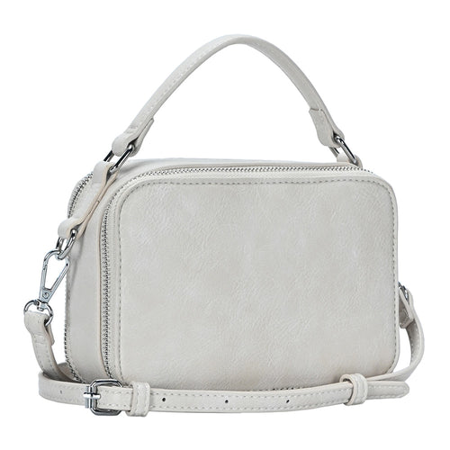 Greige Faux Leather Rectangle Tote / Crossbody Bag