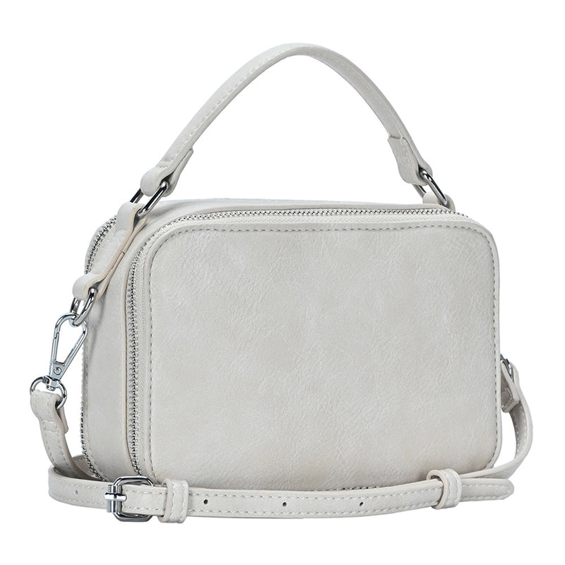 Greige Faux Leather Rectangle Tote / Crossbody Bag