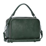 Dark Green Faux Leather Rectangle Tote / Crossbody Bag