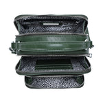 Dark Green Faux Leather Rectangle Tote / Crossbody Bag