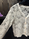 Scallop Trim Crochet Button up Cardigan