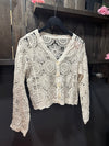 Scallop Trim Crochet Button up Cardigan