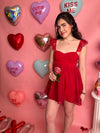 Cherry Red Ruffle Strap Dress