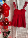 Cherry Red Ruffle Strap Dress