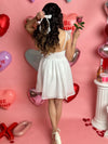 Bella White Ruffle Strap Midi Dress