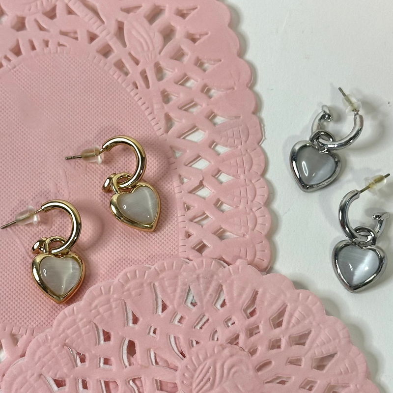 Heart Dangle Mini Hoop Earrings