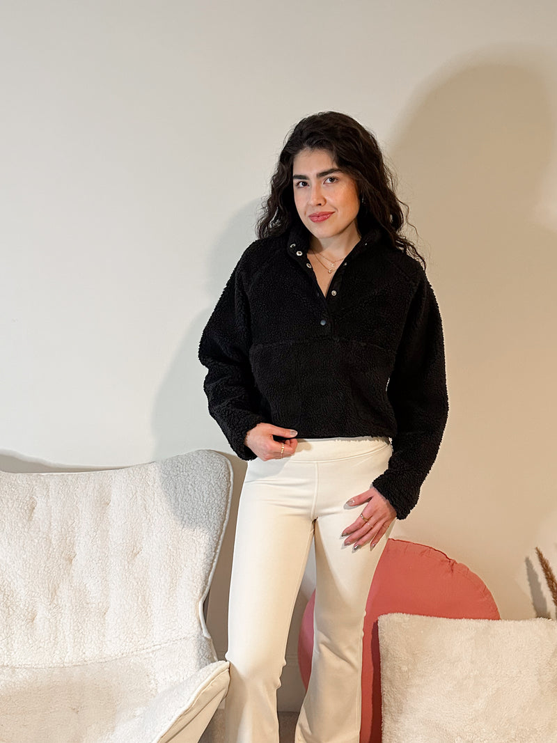 Black Fuzzy Sherpa Pullover